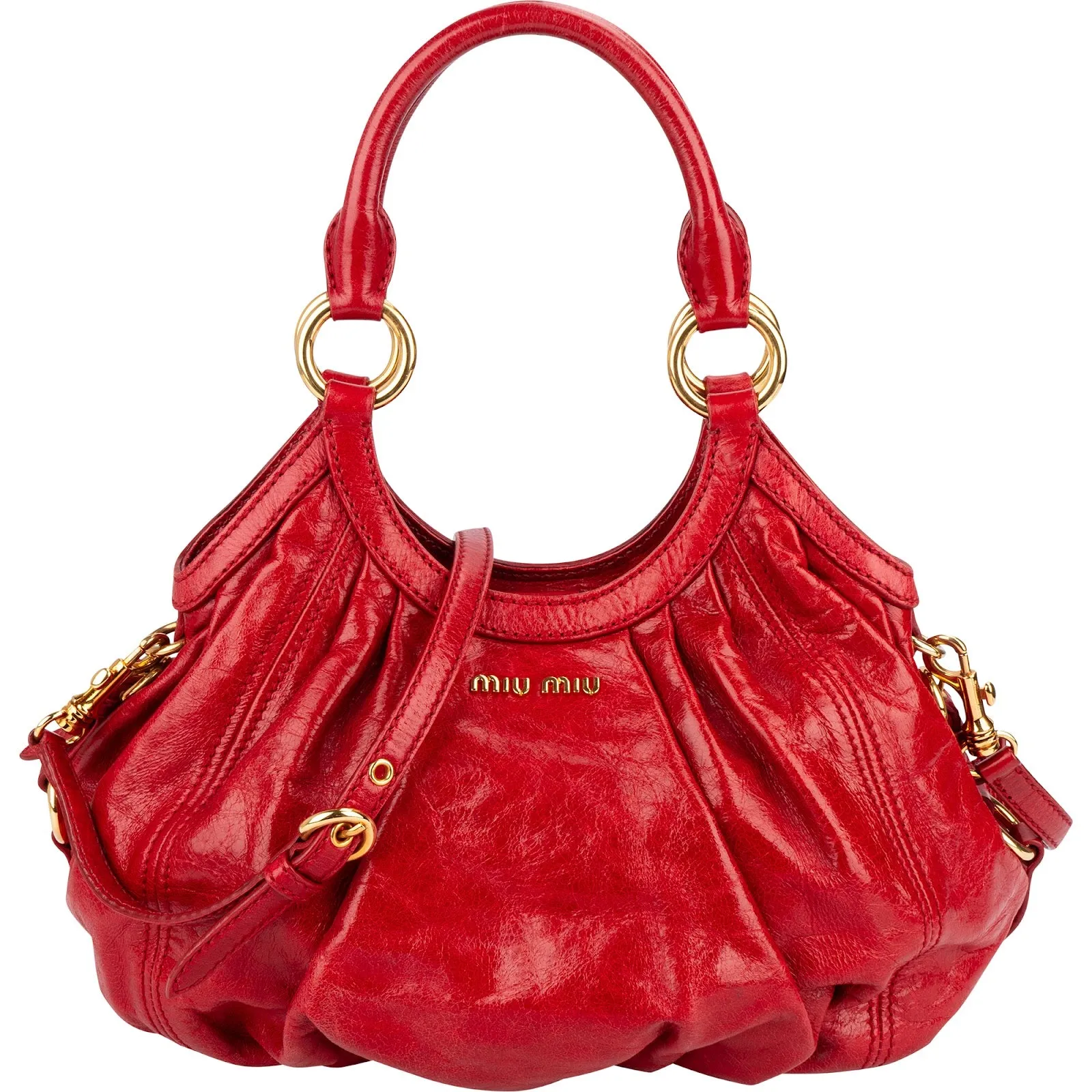 Miu Miu Vitello Lux Coffer Hobo Shoulder Bag